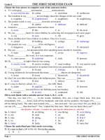 đề thi học kì 1 anh văn lớp 8, đề tham khảo số 18