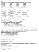 đề thi học kì 1 anh văn lớp 8, đề tham khảo số 20