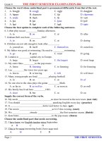 đề thi học kì 1 anh văn lớp 8, đề tham khảo số 4