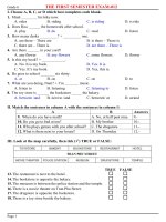 đề kiểm tra hk 1 tiếng anh 6, bộ đề số 12