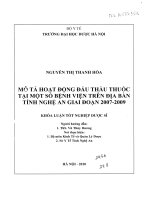 Mô tả hoạt động đấu thầu thuốc tại một số bệnh viện trên địa bàn tỉnh nghệ an giai đoạn 2007   2009