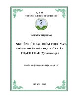 Nghiên cứu đặc điểm thực vật, thành phần hóa học của cây thạch châu (pyrenaria sp )