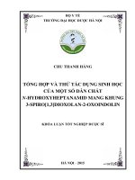 Tổng hợp và thử tác dụng sinh học của một số dẫn chất n hydroxyheptanamid mang khung 3 spiro1,3dioxolan 2 oxoindolin