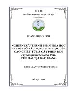 Nghiên cứu thành phần hóa học và một số tác dụng sinh học của cao chiết từ lá cây phèn đen phyllanthus reticulatus poir  thu hái tại bắc giang