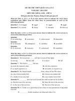 ĐỀ THI THỬ THPT QUỐC GIA LẦN I- TIẾNG ANH- 2015