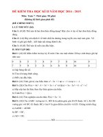 ĐỀ KIỂM TRA TOÁN HỌC KÌ II NĂM HỌC 2014