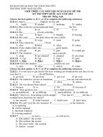 TRƯỜNG THPT NGÔ QUYỀN CÂU HỎI và đáp án CHO NGÂN HÀNG ĐỀ THI KỲ THI THPT QUỐC GIA NĂM HỌC 2014-2015 môn tiếng anh