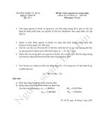 Đề thi Vật lý nguyên tử và hạt nhân năm 2005 đề 1 (HCMUP)