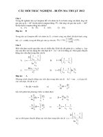 Đề thi trắc nghiệm SPHO XV năm 2012