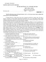 Đề thi chuyên đề môn Tiếng Anh Năm 2014