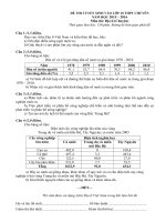 ĐỀ THI TUYỂN SINH VÀO LỚP 10 THPT CHUYÊN NĂM HỌC 2015 – 2016 Môn thi: Địa lí (Chuyên)  dự bị