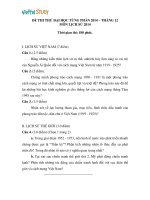 Đề THI THỬ TỪNG PHẦN Tháng 12 2013 môn Lịch Sử