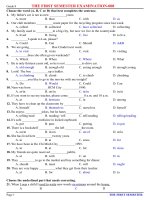 đề thi học kì 1 anh văn lớp 8, đề tham khảo số 8