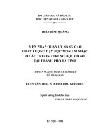 Biện pháp quản lý nâng cao chất lượng dạy học môn Âm nhạc ở các trường Trung học cơ sở tại Thành phố Hà Tĩnh