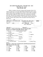 đề thi hk 2 tiếng anh lớp 6,đề tham khảo số 12