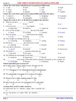 đề thi học kì 1 anh văn lớp 8, đề tham khảo số 5