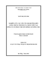 Nghiên cứu các yếu tố ảnh hưởng đến lòng trung thành của nhân viên tại công ty cổ phần truyền hình cáp sông thu