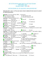 ĐỀ TUYỂN SINH ĐẠI HỌC QUỐC GIA HÀ NỘI môn tiếng anh  NĂM 2015