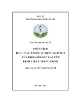 Phân tích danh mục thuốc sử dụng năm 2013 của khoa hồi sức cấp cứu bệnh viện e TW