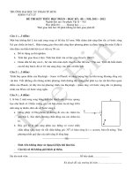 Đề thi kết thúc học phần Quang học 2011 - 2012 ĐHSPTPHCM