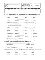 đề thi học kì 1 anh văn lớp 8, đề tham khảo số 19