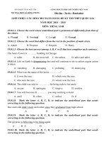 TRƯỜNG THPT LÊ HỒNG PHONG CÂU HỎI và đáp án CHO NGÂN HÀNG ĐỀ THI KỲ THI THPT QUỐC GIA NĂM HỌC 2014-2015 môn tiếng anh