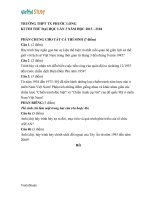 Đề thi thử Đại học môn Lịch Sử trường THPTTX Phước Long (Bình Phước)- năm 2014