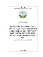 Nghiên cứu thành phần hóa học và tác dụng ức chế enzym alpha glucosidase của phân đoạn dịch chiết n hexan từ rễ củ thổ phục linh (smilax glabra wall  ex roxb )