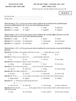 TRƯỜNG THPT TRẦN PHÚ Đề thi thử tốt nghiệp tiếng anh THPT năm 2014- 2015 mã đề 07