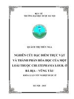 Nghiên cứu đặc điểm thực vật và thành phần hóa học của một loài thuộc chi stephania lour  ở bà rịa   vũng tàu