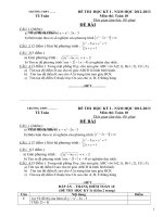 Đề thi và đáp án môn toán thi học kì I lớp 10 năm 2012 2013