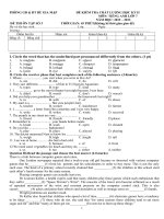 đề thi hk 2 môn anh lớp 7, số 3