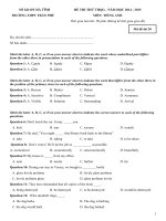 20 đề luyện thi Anh THPT Hà Tĩnh Đề 20