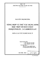 Tổng hợp và thử tác dụng sinh học một số dẫn chất isoquinolin   3  carboxylat