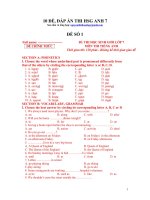 bộ đề thi thử học sinh giỏi môn tiếng anh 7