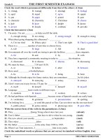 đề thi học kì 1 anh văn lớp 8, đề tham khảo số 14