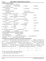 đề kiểm tra hk 1 tiếng anh 6, bộ đề số 11