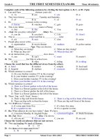 đề kiểm tra hk 1 tiếng anh 6, bộ đề số 7