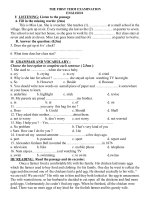 đề thi học kì 1 anh văn lớp 8, đề tham khảo số 27