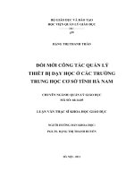 Đổi mới công tác quản lý thiết bị dạy học ở các trường trung học cơ sở tỉnh Hà Nam