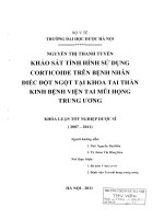 Khảo sát tình hình sử dụng corticoide trên bệnh nhân điếc đột ngột tại khoa tai thần kinh bệnh viện tai mũi họng TW