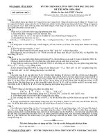 ĐỀ THI CHỌN HỌC SINH GIỎI MÔN HÓA LỚP 10 THPT NĂM HỌC 2012-2013