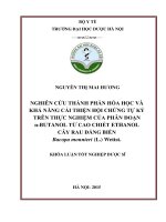 Nghiên cứu thành phần hóa học và khả năng cải thiện hội chứng tự kỷ trên thực nghiệm của phân đoạn n butanol từ cao chiết athanol cây rau đắng biển bacopa monnieri (l ) wettst