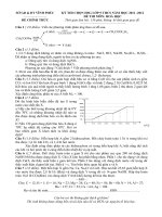 ĐỀ THI CHỌN học SINH GIỎI môn hóa lớp 9 THCS năm học 2011   2012