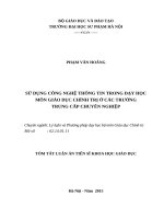 Sử dụng công nghệ thông tin trong dạy học môn Giáo dục chính trị ở các trường trung cấp chuyên nghiệp