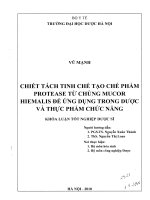 Chiết tách tinh chế tạo chế phẩm protease từ chủng mucor hiemalis để ứng dụng trong dược và thực phẩm chức năng