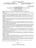 Đề thi Hóa học tuyển sinh vào lớp 10 chuyên số 12