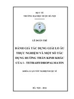 Đánh giá tác dụng giải lo âu thực nghiệm và một số tác dụng hướng thần kinh khác của 1 tetrahydropalmatin
