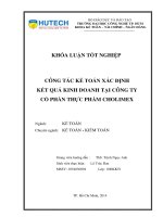 Công tác kế toán xác định kết quả kinh doanh tại công ty cổ phần thực phẩm Cholimex