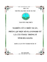 Nghiên cứu chiết xuất phân lập một số flavonoid từ lá cây ô đầu trồng ở tỉnh hà giang